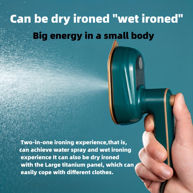 Compact Travel Mini Iron – 180° Rotatable, Foldable Garment Steamer with Quick Heat-Up, Lightweight & Portable Design for Wrinkle Removal, Dark Green ABS Material, 3 Seconds Fast Wrinkle Resolution