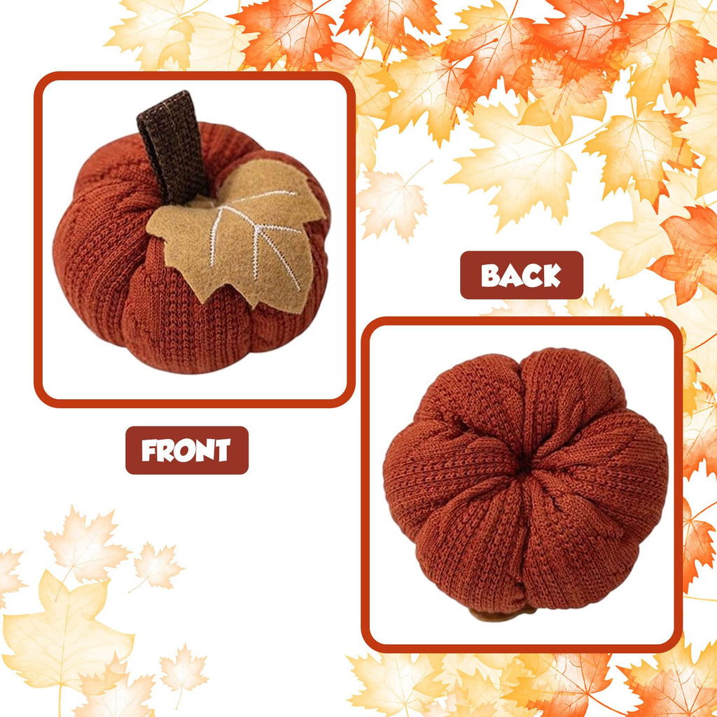 3 Stück Herbst Dekoration Kürbis Set, Künstliche Kürbisse Herbstdeko Wiederverwendbarer Kleine Gestrickter Kunstkürbis Zierkürbisse Tischdeko für Halloween Erntefest Thanksgiving Innen Deko