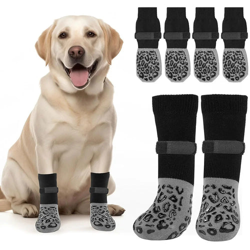 4PCS High Quality Anti-Slip Cozy Dog Socks Anti-Scratch Adjustable