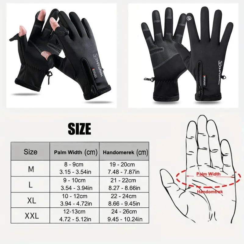 GTUBIKE Winter Fishing Gloves for Men & Women, Cold Weather Windproof Touchscreen Warm Cycling Gloves for Ski Motorcycle Driving