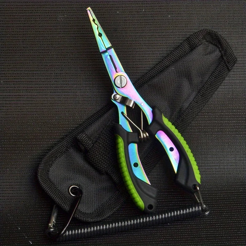 Portable Fishing Path Pliers Coated with Colored Titanium Multifunctional Fishing Pliers Gripper Stainless Steel Hook Cutter